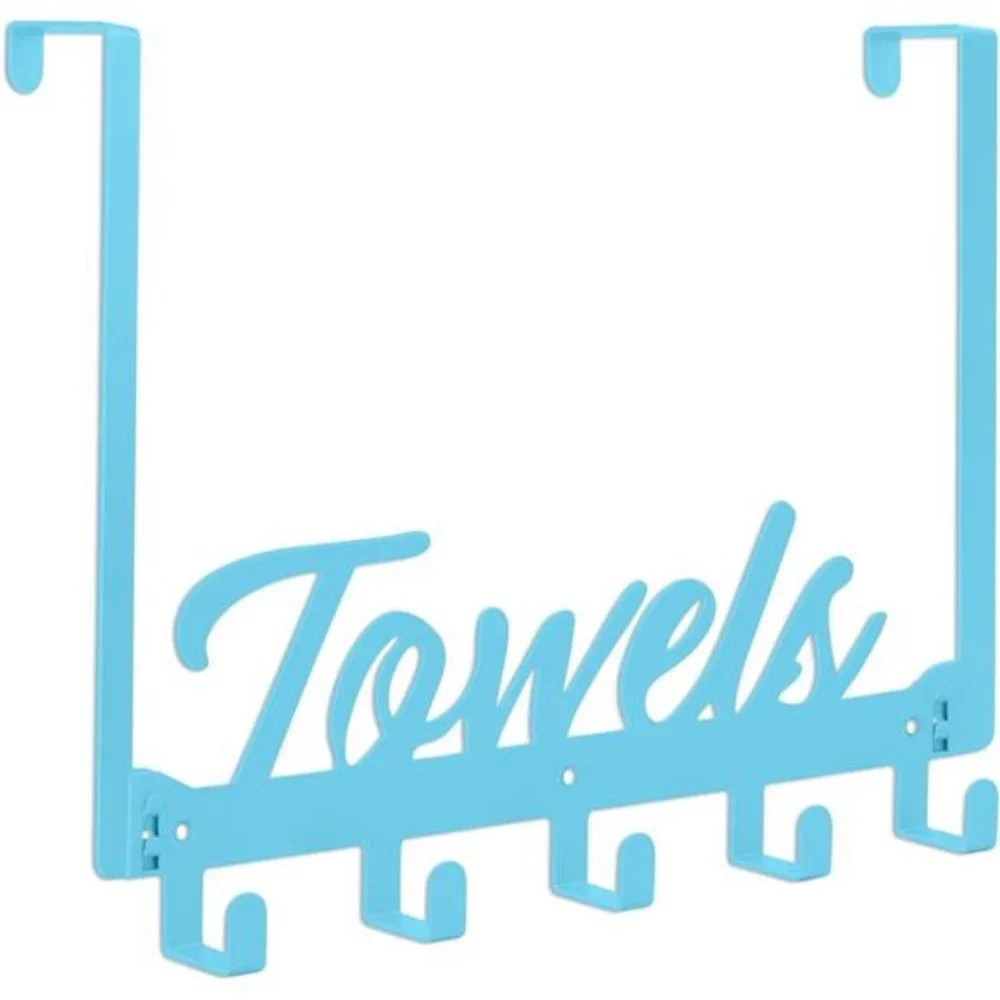 Over The Door Hooks Towel Rack for Bathroom Wall Mount Towel Hanger Beach Blue